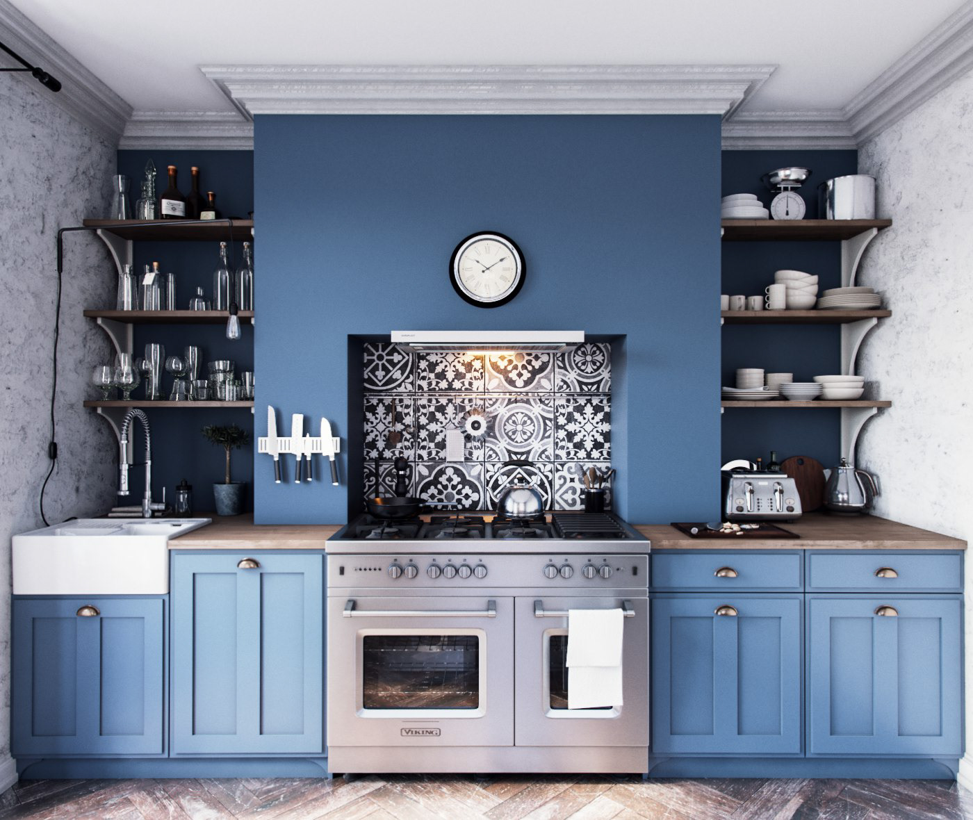 Smoky Blue Kitchen Cabinets 9