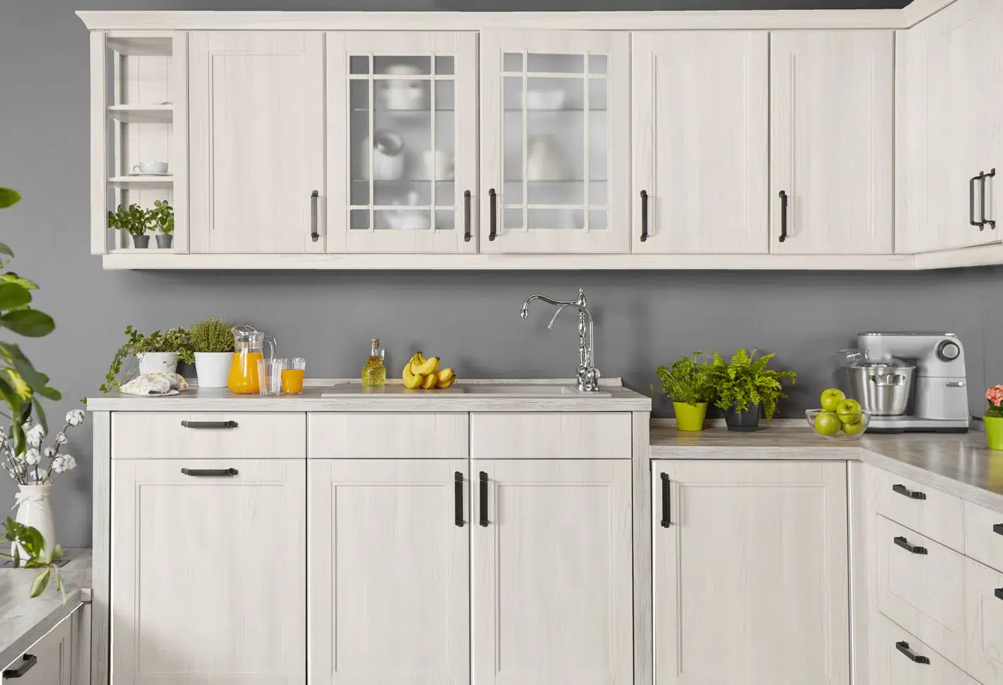 Washed Wood Kitchen Cabinets