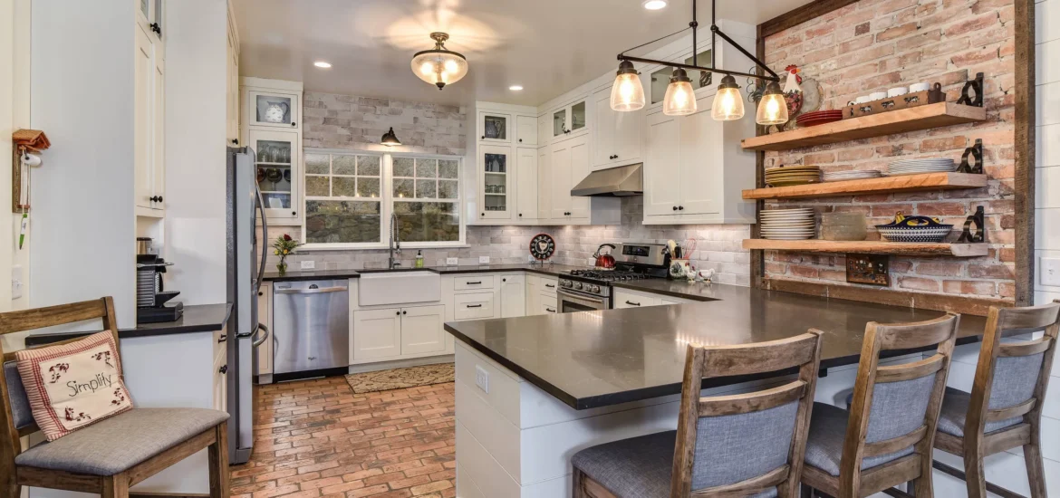 Farmhouse Kitchen Brick Backsplash