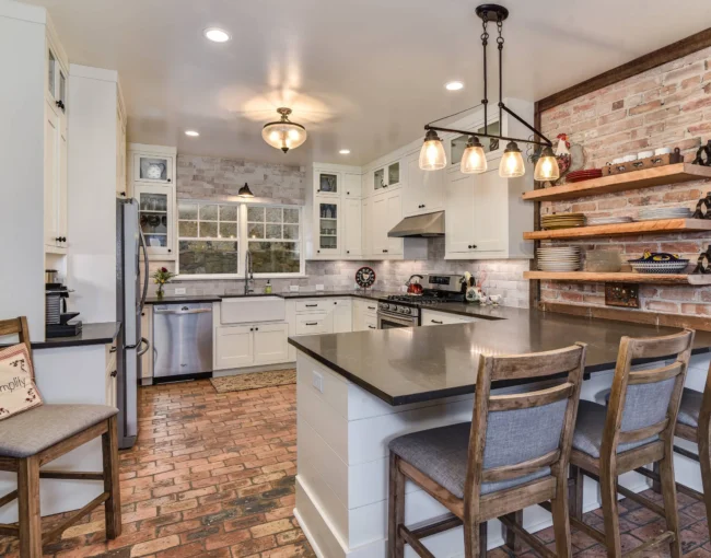 Farmhouse Kitchen Brick Backsplash