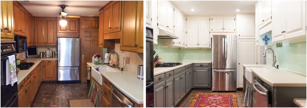 Before and after photos to showcase lighting transformations