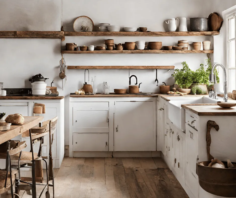 Farmhouse kitchens with rustic white cabinets