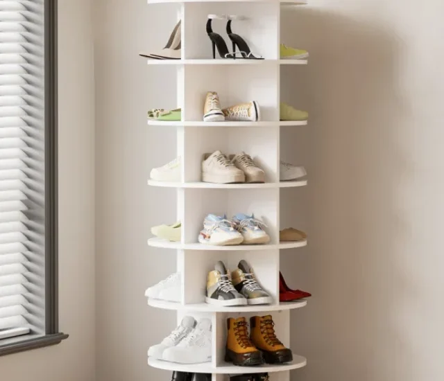 Large+capacity+white+rotating+shoe+rack+at+the+bottom