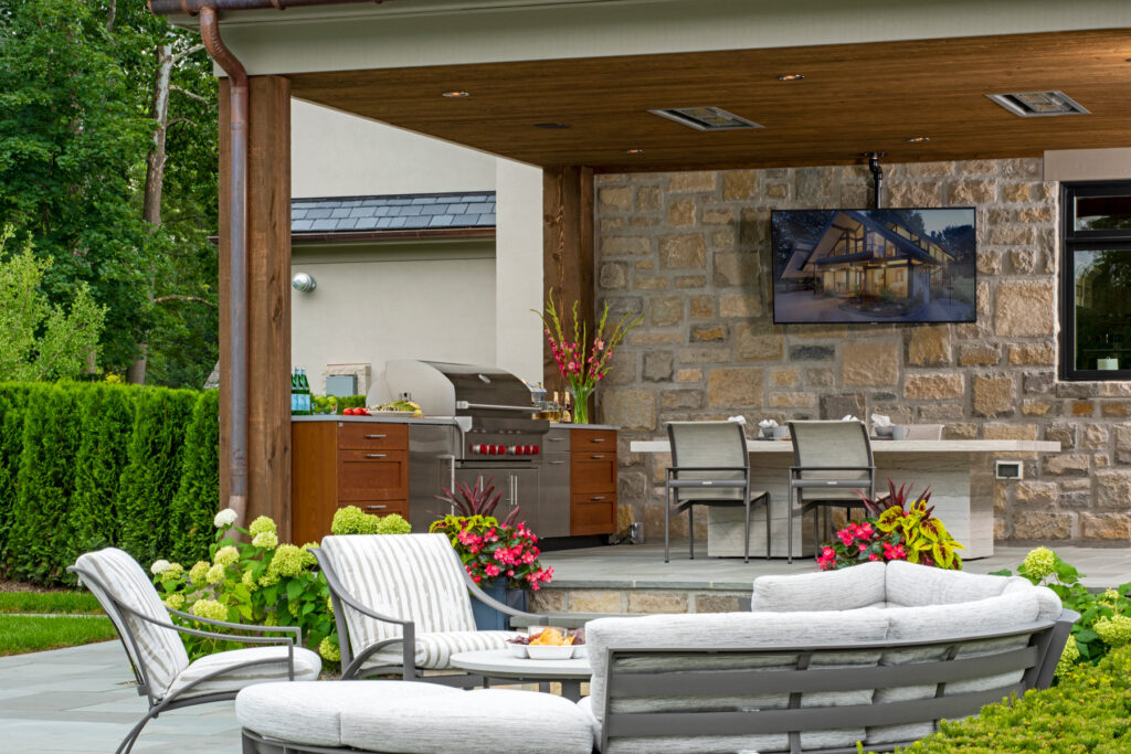 Stationary patio cover with skylight in Arlington VA home