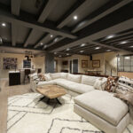 Finished basement family room with fireplace design