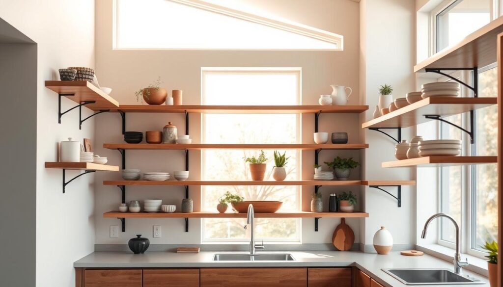 open shelving design